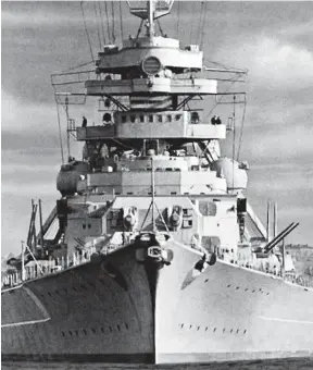  ?? ?? Pride of Nazi fleet: The huge 120-gun Tirpitz. Inset: Sydney Grimes