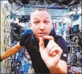  ?? COURTESY OF MARYLOU TOUSIGNANT ?? Astronaut Randy Bresnik demonstrat­es floating around the Internatio­nal Space Station during a live webcast from space.