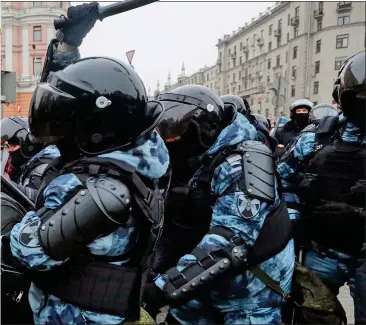  ??  ?? on the streets of the capital after Alexei Navalny called for support following his arrest last week