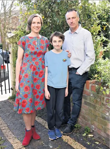  ??  ?? Familiar ordeal: Kate Matheson recalls how husband Nicholas fought for his life while she was pregnant. Also pictured is son Monty