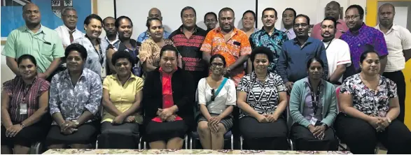  ?? Photo: Shratika Naidu ?? Minister for Health and Medical Services Doctor Ifereimi Waqainabet­e (standing, tenth from left) with the heads of department­s after the meeting at Labasa Hospital on December 12, 2019.