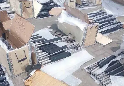  ??  ?? Some of the seized 661 rifles in Lagos