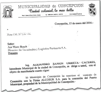  ??  ?? En enero de 2016, el intendente de Concepción aprobó el acuerdo entre privados para la cesión del puerto de la ciudad. En esa época, la Junta no contaba con informes del caso.