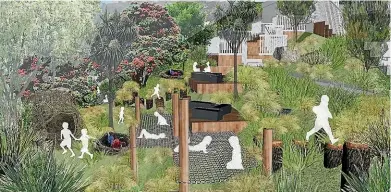  ??  ?? An artist’s impression of the plans for Wadestown School’s new playground spread across its two sites.