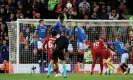  ?? ?? Trent Alexander-Arnold whips a freekick into the Rangers net. Photograph: Phil Noble/Reuters