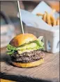  ?? CONTRIBUTE­D BY MIA YAKEL ?? The Blue Top Burger is made with Snake River Farms beef, topped with onion jam, Red Dragon cheddar, butter lettuce, Duke’s and pickles and served with fries.