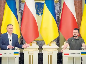  ?? ?? MEETING: Polish president Andrzej Duda and Ukrainian president Volodymyr Zelensky.