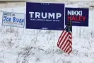  ?? Somodevill­a/Getty Images ?? Campaign signs in Loudon, New Hampshire, on 19 January 2024. Photograph: Chip