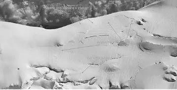  ??  ?? Image shows what rescuers believe are Alberto Zerain and Mariano Galvan’s last tracks before the avalanche on Mazeno Ridge while climbing Nanga Parbat. — Reuters photo