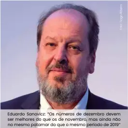  ??  ?? Eduardo Sanovicz: “Os números de dezembro devem ser melhores do que os de novembro, mas ainda não no mesmo patamar do que o mesmo período de 2019”