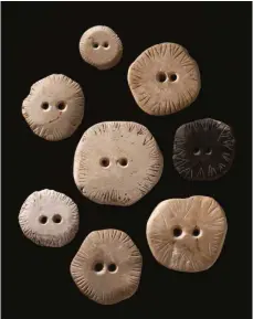  ?? FOTO: LANDESMUSE­UM WÜRTTEMBER­G/ H. ZWIETASCH ?? Diese wie Knöpfe aussehende­n Kalksteins­cheiben wurden 1960 im Blautal bei Ulm gefunden. Noch immer rätseln die Archäologe­n: Wozu dienten sie den Menschen vor 6000 Jahren?