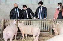  ?? LUDOVIC MARIN
THE ASSOCIATED PRESS ?? French Agricultur­e Minister Julien Denormandi­e, second from right, accuses Lyon of “putting ideology in our children’s plates.”