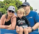  ?? Picture: EUGENE COETZEE ?? FAMILY FUN DAY: Lyndene, Reece, two, and Jean Botha were spotted watching the Nelson Mandela Bay Ironman 5150 at King’s Beach on Sunday