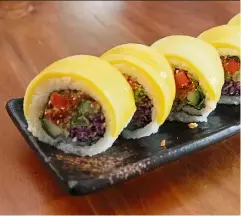  ??  ?? the mango sushi is a bright, vibrant affair that promises to enliven your meal.