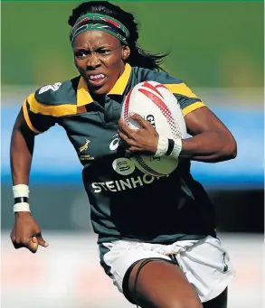  ?? Picture: GETTY IMAGES ?? IMPORTANT ROLE: SA’s Phumeza Momoti in action during the Dubai Rugby Sevens