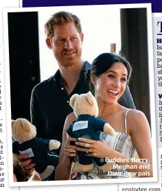  ??  ?? Cuddles: Harry, Meghan and their new pals