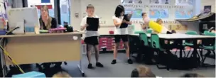  ??  ?? ●●Youngsters at Abingdon Primary School try out the Mannequin Challenge