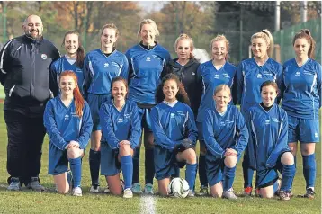  ??  ?? Grove Senior Girls football team with coach Allan Gallazzi.