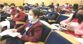  ?? ?? Pupils follow proceeding­s during a Zimpapers Junior Media Club workshop at the National University of Science and Technology on Friday (Pictures by Dennis Mudzamiri)