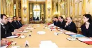  ?? – Reuters ?? FOR UNITY: French President Francois Hollande, third right, during a meeting with French representa­tives of religious communitie­s at the Elysee Palace in Paris, France, on Wednesday.