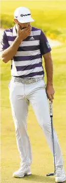  ?? GETTY IMAGES ?? Dustin Johnson can’t believe he’s missed a put on 18th green during third round at Open.