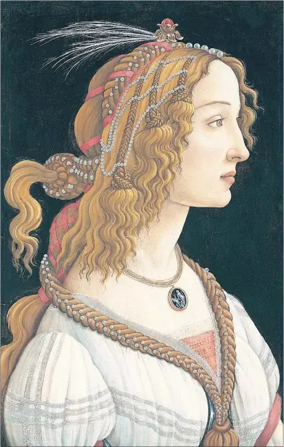  ?? PHOTOS: FINE ARTS MUSEUMS OF SAN FRANCISCO ?? Sandro Botticelli’s “Idealized Portrait of a Lady” is one of four works by the late 15th-century old master represente­d in the Legion of Honor’s “Truth &amp; Beauty” exhibit.