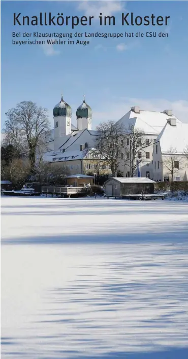  ?? Foto: dpa/Tobias Hase ?? Schnee wird 2018 wohl kein Gast bei der CSU im Kloster Seeon sein. Dafür kommt erneut Viktor Orban.