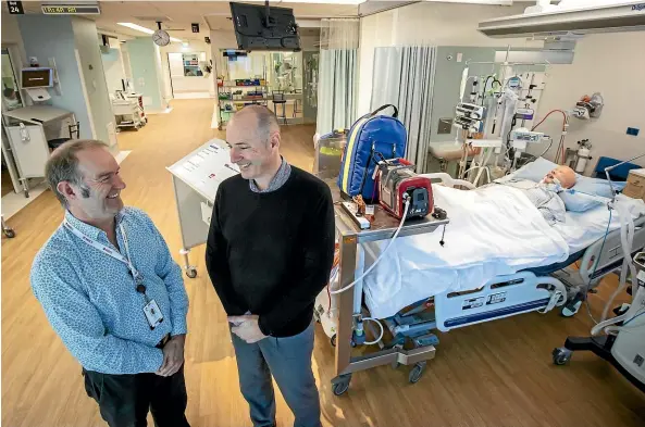  ?? ROBERT KITCHIN/STUFF ?? Intensive care unit clinical leader Peter Hicks, left, and charge nurse Stephen James say they are excited to start working in the newly expanded ICU at Wellington Hospital.