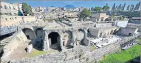  ?? AFP ?? The site of Herculaneu­m in Ercolano, near Naples, with Mount Vesuvius seen in the background.