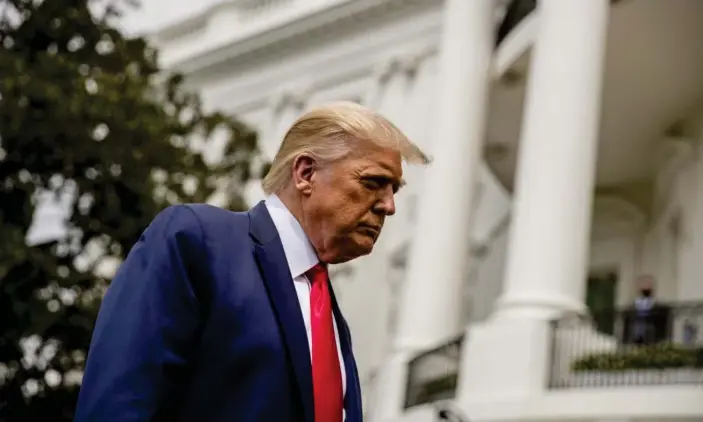  ?? Photograph: Andrew Harnik/AP ?? Donald Trump on the South Lawn of the White House on 6 August 2020.