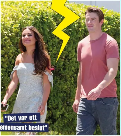  ??  ?? "DET VAR ETT GEMENSAMT BESLUT"
Lea Michele har inte tur när det kommer till att ha långa relationer just nu. Nyligen gjorde hon slut med pojkvännen sedan några månader tillbaka, Robert Buckley.