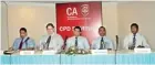  ??  ?? From left: Manil Jayesinghe, the lead engagement partner for IFRS impact assessment/ implementa­tion projects; Jeroen Van Doorsselae­re, Senior IAS/IFRS Expert – FinArch; Channa Manoharan – Member of the Council and Chairman – Member Relations Committee...