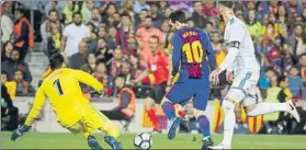  ?? FOTO: PEP MORATA ?? Messi buscó el gol constantem­ente aunque ‘sólo’ lo encontró una vez