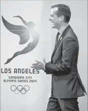  ?? Valentin Flaurad Associated Press ?? L.A. MAYOR Eric Garcetti supports hosting the Olympics. But will he be around if they should arrive?