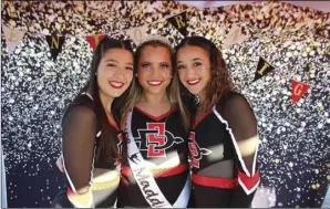  ?? Photos courtesy of Erin Connors ?? (Above, from left) Brianna Rice, Madison Connors and Dominique Singer became dance teammates at San Diego State University after years of dancing together while growing up in the Santa Clarita Valley.