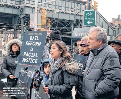  ?? ARCHIVO ?? Jessica Gozález Rojas está a un paso de representa­r al distrito 34 de Queens.