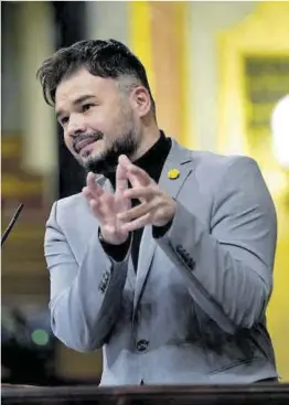  ?? David Castro ?? El líder de ERC en el Parlamento., Gabriel Rufián, en la sesión de ayer.