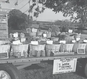  ?? COURTESY OF EDN FARMS ?? EDN Farms’ farm stand is shown in 2020. This year’s version, with freshly cured garlic, opens Friday in Waukesha.