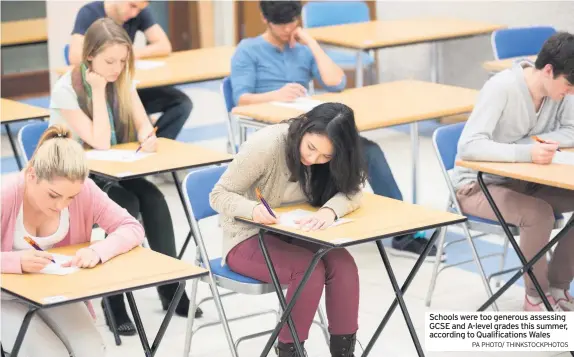  ?? PA PHOTO/ THINKSTOCK­PHOTOS ?? Schools were too generous assessing GCSE and A-level grades this summer, according to Qualificat­ions Wales