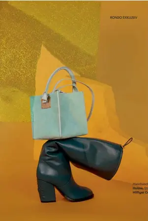  ??  ?? Handtasche Sophie Hulme, Stiefel Tommy Hilfiger Collection.