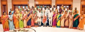  ?? — DC ?? Prime Minister Narendra Modi poses for a photograph with GHMC corporator­s, Union minister G. Kishan Reddy, state BJP chief Bandi Sanjay and senior leaders in New Delhi on Tuesday.