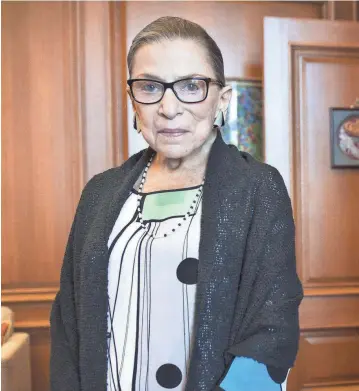  ?? CLIFF OWEN/AP FILE ?? The Supreme Court says Associate Justice Ruth Bader Ginsburg died Friday of metastatic pancreatic cancer. She was 87.