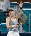  ?? — USA Today Sports ?? Ekaterina Alexandrov­a of Russia celebrates after beating Poland’s Iga Swiatek.