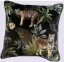  ?? ?? Evans Lichfield jungle tiger piped cushion, £15, Next Set against a background of lush forests, these majestic creatures cry out to be scattered among a rich array of soft furnishing­s, in the bedroom or lounge.