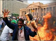  ?? ?? Protesters in Colombo in March