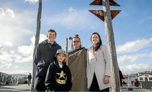  ?? PHOTO: ROSA WOODS/STUFF ?? Wellington mayor Justin Lester, Uta Te Whanga Ripia-McGregor, Toa Waaka, and deputy mayor Jill Day.