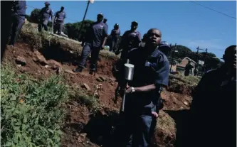  ??  ?? MEMBERS of the city’s land invasion unit carried out forced evictions at Burnwood informal settlement in Clare Estate recently.