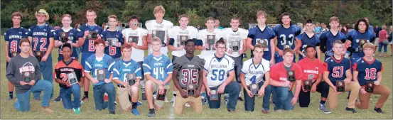  ?? (Messenger photo/Scott Herpst) ?? The 2016 North Georgia Athletic Conference All-League Football Team includes Logan Ball and Anthony Collins (Saddle Ridge), Cooper Magreary and Christian Templeton (Dade County), Jacob Brown and Matt Hope (Lakeview), Brantley Hastings and Hunter Hobbs...