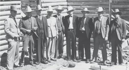  ?? Associated Press file ?? Texas Rangers attend the Texas Centennial Exposition in 1936, in Dallas. Second from left is Dan Hines, an ancestor of author Jody Edward Ginn, whose “East Texas Troubles” explores the cleanup of corruption in Depression-era law enforcemen­t.