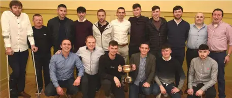  ??  ?? The Lismire Junior C Football team members, winners in the Duhallow Championsh­ip pictured at their Victory Dinner Dance.